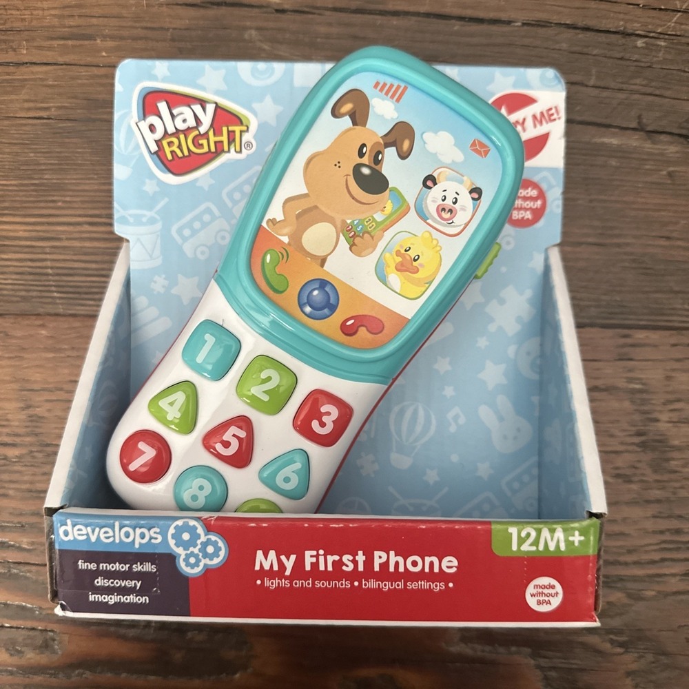 New Play Right My First Phone Bilingual Settings Lights & Sounds Children Toys